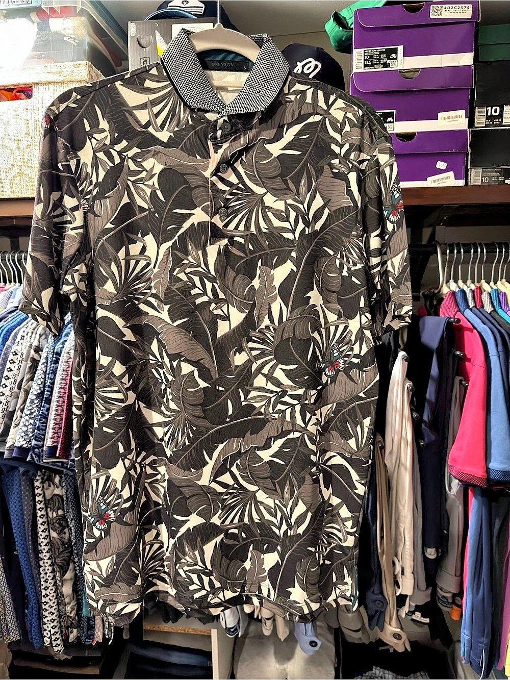 Greyson Butterfly Den Polo Men'Small Floral Shirt Size Small